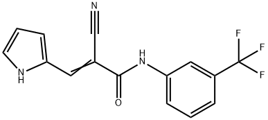 (E)-2-cyano-3-(1H-pyrrol-2-yl)-N-[3-(trifluoromethyl)phenyl]prop-2-enamide Struktur