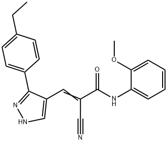 (Z)-2-cyano-3-[5-(4-ethylphenyl)-1H-pyrazol-4-yl]-N-(2-methoxyphenyl)prop-2-enamide Struktur