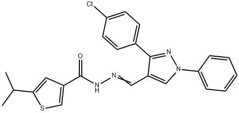 N-[(E)-[3-(4-chlorophenyl)-1-phenylpyrazol-4-yl]methylideneamino]-5-propan-2-ylthiophene-3-carboxamide Struktur