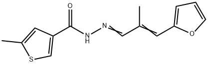 N-[(E)-[(E)-3-(furan-2-yl)-2-methylprop-2-enylidene]amino]-5-methylthiophene-3-carboxamide Struktur