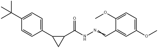 2-(4-tert-butylphenyl)-N-[(E)-(2,5-dimethoxyphenyl)methylideneamino]cyclopropane-1-carboxamide Struktur