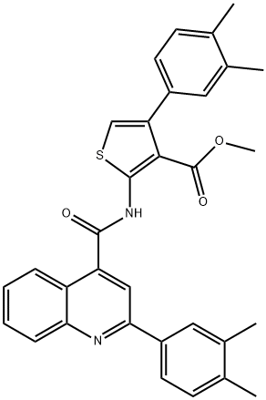 methyl 4-(3,4-dimethylphenyl)-2-[[2-(3,4-dimethylphenyl)quinoline-4-carbonyl]amino]thiophene-3-carboxylate Struktur