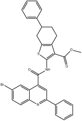 methyl 2-[(6-bromo-2-phenylquinoline-4-carbonyl)amino]-6-phenyl-4,5,6,7-tetrahydro-1-benzothiophene-3-carboxylate Struktur