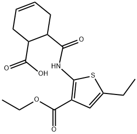 6-[(3-ethoxycarbonyl-5-ethylthiophen-2-yl)carbamoyl]cyclohex-3-ene-1-carboxylic acid Struktur