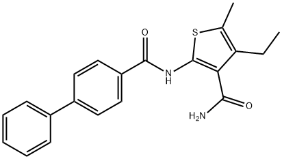 4-ethyl-5-methyl-2-[(4-phenylbenzoyl)amino]thiophene-3-carboxamide Struktur