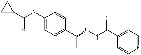 N-[(Z)-1-[4-(cyclopropanecarbonylamino)phenyl]ethylideneamino]pyridine-4-carboxamide Struktur