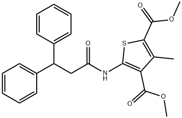 dimethyl 5-(3,3-diphenylpropanoylamino)-3-methylthiophene-2,4-dicarboxylate Struktur