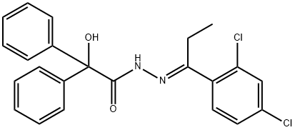 N-[(E)-1-(2,4-dichlorophenyl)propylideneamino]-2-hydroxy-2,2-diphenylacetamide Struktur