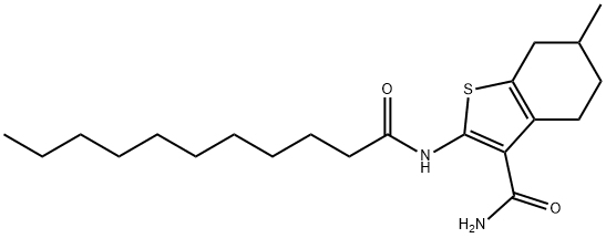 6-methyl-2-(undecanoylamino)-4,5,6,7-tetrahydro-1-benzothiophene-3-carboxamide Struktur