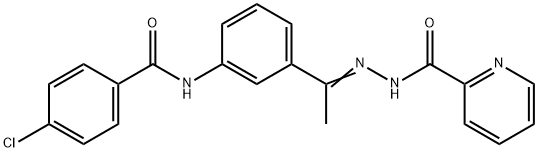 N-[(Z)-1-[3-[(4-chlorobenzoyl)amino]phenyl]ethylideneamino]pyridine-2-carboxamide Struktur