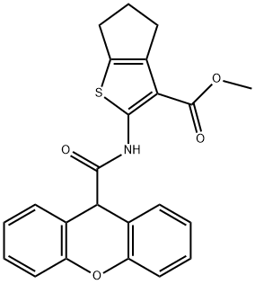 methyl 2-(9H-xanthene-9-carbonylamino)-5,6-dihydro-4H-cyclopenta[b]thiophene-3-carboxylate Struktur