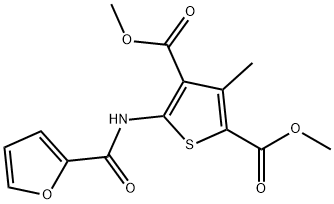 dimethyl 5-(furan-2-carbonylamino)-3-methylthiophene-2,4-dicarboxylate Struktur