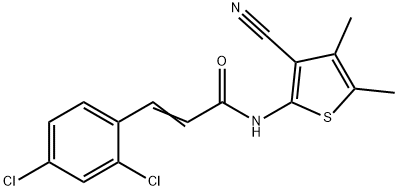 (E)-N-(3-cyano-4,5-dimethylthiophen-2-yl)-3-(2,4-dichlorophenyl)prop-2-enamide Struktur