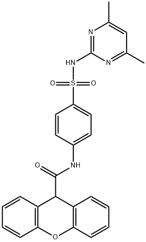 N-[4-[(4,6-dimethylpyrimidin-2-yl)sulfamoyl]phenyl]-9H-xanthene-9-carboxamide Struktur