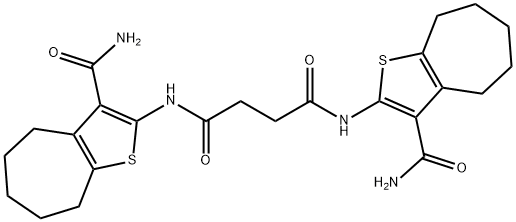 N,N'-bis(3-carbamoyl-5,6,7,8-tetrahydro-4H-cyclohepta[b]thiophen-2-yl)butanediamide Struktur