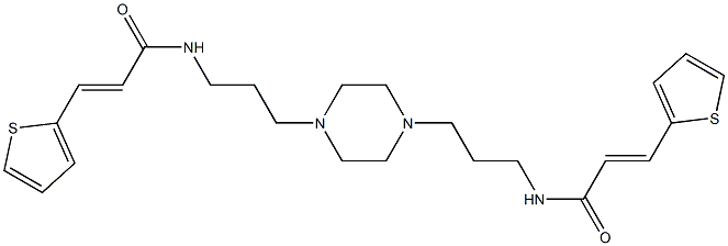 (E)-3-thiophen-2-yl-N-[3-[4-[3-[[(E)-3-thiophen-2-ylprop-2-enoyl]amino]propyl]piperazin-1-yl]propyl]prop-2-enamide Struktur