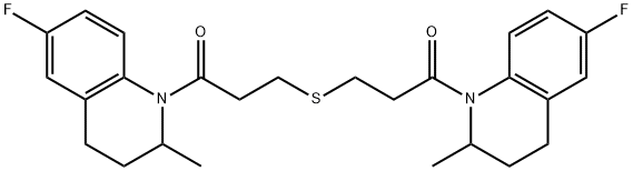 1-(6-fluoro-2-methyl-3,4-dihydro-2H-quinolin-1-yl)-3-[3-(6-fluoro-2-methyl-3,4-dihydro-2H-quinolin-1-yl)-3-oxopropyl]sulfanylpropan-1-one Struktur