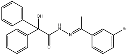 N-[(E)-1-(3-bromophenyl)ethylideneamino]-2-hydroxy-2,2-diphenylacetamide Struktur