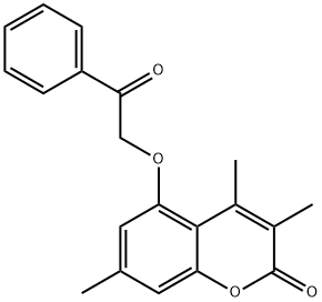 3,4,7-trimethyl-5-phenacyloxychromen-2-one Struktur