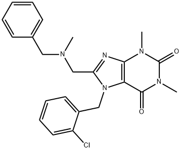 8-[[benzyl(methyl)amino]methyl]-7-[(2-chlorophenyl)methyl]-1,3-dimethylpurine-2,6-dione Struktur