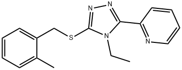 2-[4-ethyl-5-[(2-methylphenyl)methylsulfanyl]-1,2,4-triazol-3-yl]pyridine Struktur