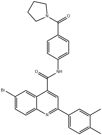 6-bromo-2-(3,4-dimethylphenyl)-N-[4-(pyrrolidine-1-carbonyl)phenyl]quinoline-4-carboxamide Struktur