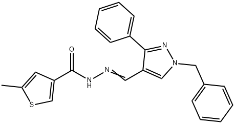 N-[(E)-(1-benzyl-3-phenylpyrazol-4-yl)methylideneamino]-5-methylthiophene-3-carboxamide Struktur