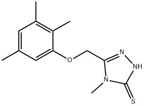 4-methyl-3-[(2,3,5-trimethylphenoxy)methyl]-1H-1,2,4-triazole-5-thione Struktur