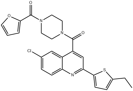 [4-[6-chloro-2-(5-ethylthiophen-2-yl)quinoline-4-carbonyl]piperazin-1-yl]-(furan-2-yl)methanone Struktur