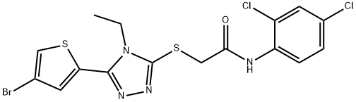 2-[[5-(4-bromothiophen-2-yl)-4-ethyl-1,2,4-triazol-3-yl]sulfanyl]-N-(2,4-dichlorophenyl)acetamide Struktur