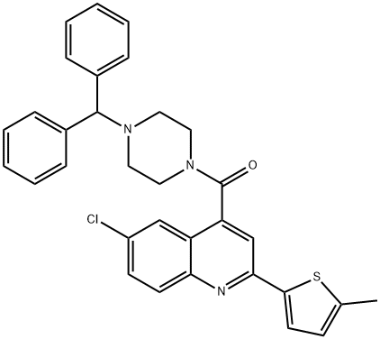 (4-benzhydrylpiperazin-1-yl)-[6-chloro-2-(5-methylthiophen-2-yl)quinolin-4-yl]methanone Struktur