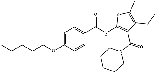 N-[4-ethyl-5-methyl-3-(piperidine-1-carbonyl)thiophen-2-yl]-4-pentoxybenzamide Struktur