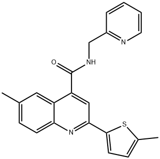 6-methyl-2-(5-methylthiophen-2-yl)-N-(pyridin-2-ylmethyl)quinoline-4-carboxamide Structure