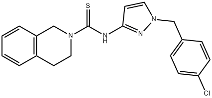 N-[1-[(4-chlorophenyl)methyl]pyrazol-3-yl]-3,4-dihydro-1H-isoquinoline-2-carbothioamide Struktur