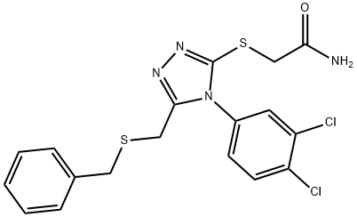 2-[[5-(benzylsulfanylmethyl)-4-(3,4-dichlorophenyl)-1,2,4-triazol-3-yl]sulfanyl]acetamide Struktur