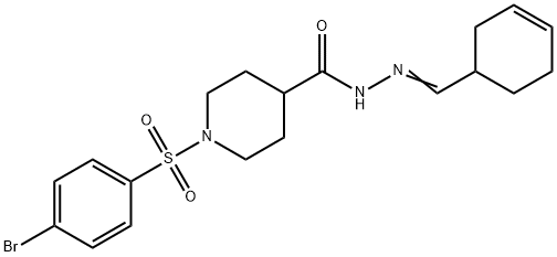 1-(4-bromophenyl)sulfonyl-N-[(E)-cyclohex-3-en-1-ylmethylideneamino]piperidine-4-carboxamide Struktur