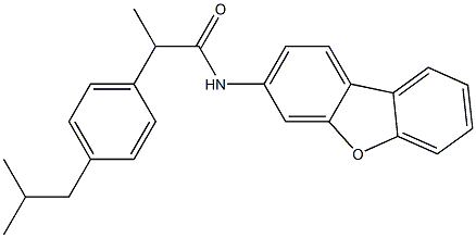 N-dibenzofuran-3-yl-2-[4-(2-methylpropyl)phenyl]propanamide Struktur