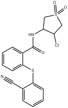 N-(4-chloro-1,1-dioxothiolan-3-yl)-2-(2-cyanophenyl)sulfanylbenzamide Struktur