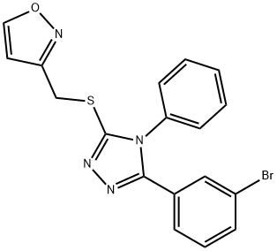 3-[[5-(3-bromophenyl)-4-phenyl-1,2,4-triazol-3-yl]sulfanylmethyl]-1,2-oxazole Struktur