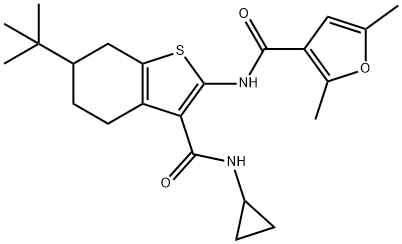 N-[6-tert-butyl-3-(cyclopropylcarbamoyl)-4,5,6,7-tetrahydro-1-benzothiophen-2-yl]-2,5-dimethylfuran-3-carboxamide Struktur