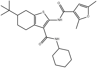 N-[6-tert-butyl-3-(cyclohexylcarbamoyl)-4,5,6,7-tetrahydro-1-benzothiophen-2-yl]-2,5-dimethylfuran-3-carboxamide Struktur