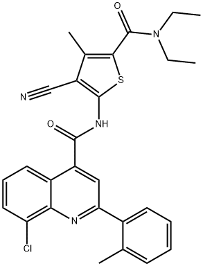 8-chloro-N-[3-cyano-5-(diethylcarbamoyl)-4-methylthiophen-2-yl]-2-(2-methylphenyl)quinoline-4-carboxamide Struktur