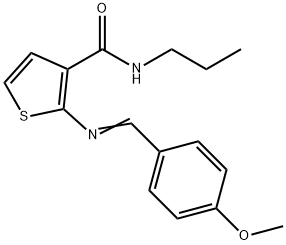 2-[(E)-(4-methoxyphenyl)methylideneamino]-N-propylthiophene-3-carboxamide Struktur