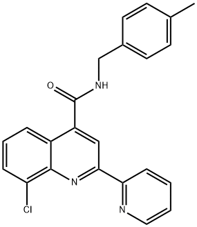 8-chloro-N-[(4-methylphenyl)methyl]-2-pyridin-2-ylquinoline-4-carboxamide Struktur