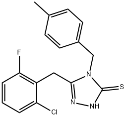 3-[(2-chloro-6-fluorophenyl)methyl]-4-[(4-methylphenyl)methyl]-1H-1,2,4-triazole-5-thione Struktur