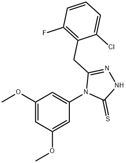 3-[(2-chloro-6-fluorophenyl)methyl]-4-(3,5-dimethoxyphenyl)-1H-1,2,4-triazole-5-thione Struktur