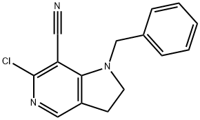 1-benzyl-6-chloro-2,3-dihydropyrrolo[3,2-c]pyridine-7-carbonitrile Struktur