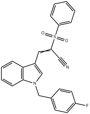 (E)-2-(benzenesulfonyl)-3-[1-[(4-fluorophenyl)methyl]indol-3-yl]prop-2-enenitrile Struktur