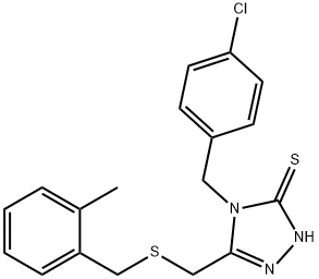 4-[(4-chlorophenyl)methyl]-3-[(2-methylphenyl)methylsulfanylmethyl]-1H-1,2,4-triazole-5-thione Struktur