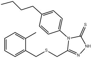 4-(4-butylphenyl)-3-[(2-methylphenyl)methylsulfanylmethyl]-1H-1,2,4-triazole-5-thione Struktur